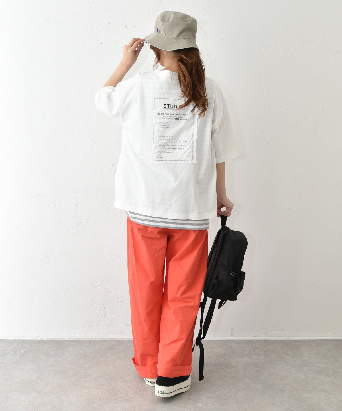 and quarter｜バック布帛ワッペンTシャツ [[131307F]][C]