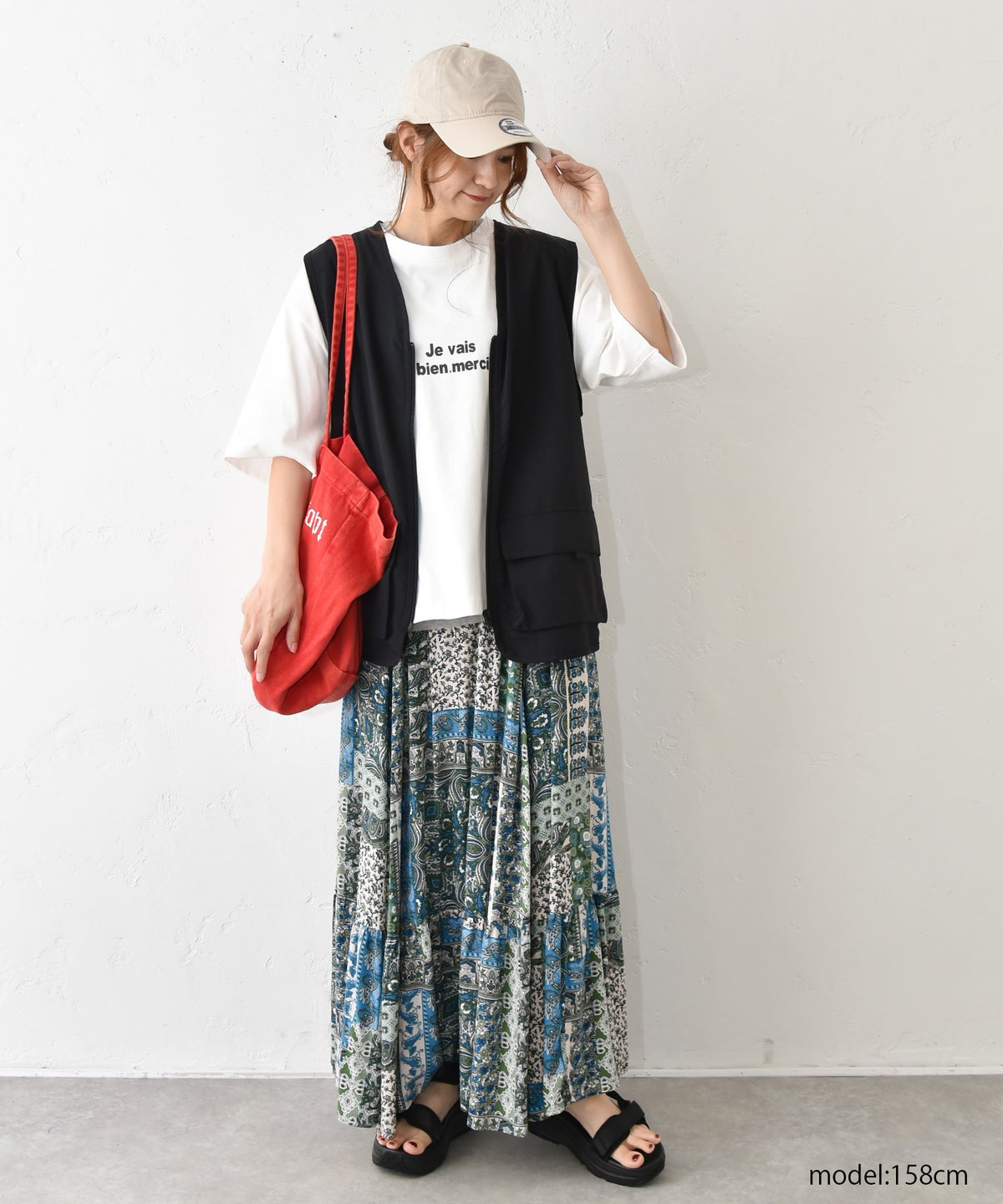 IN THE MARKET｜裾切替え柄スカート [[C-2556]][C]