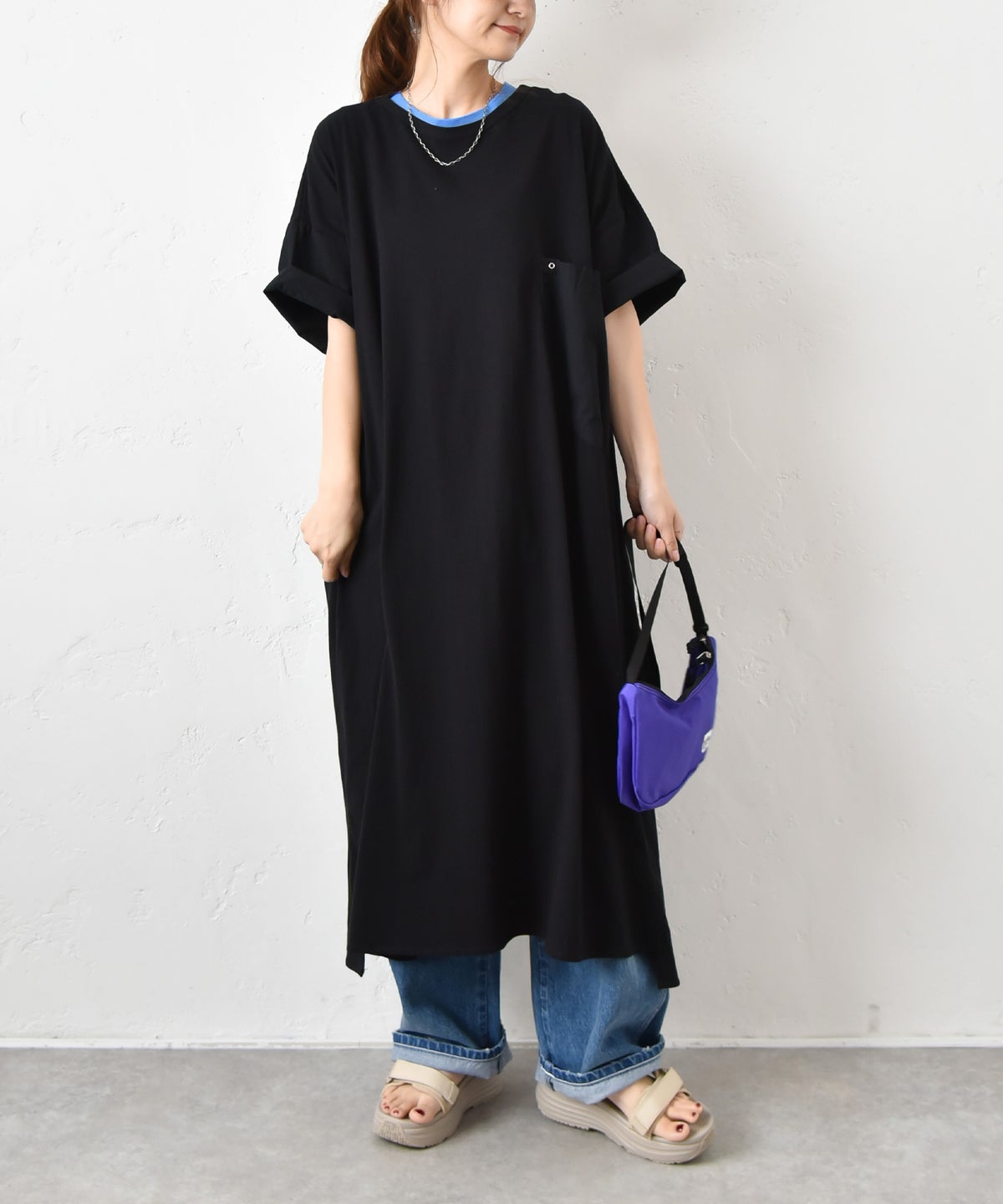  IN THE MARKET｜異素材切替えBIGポケット付きワンピース [[C-2545]][C]
