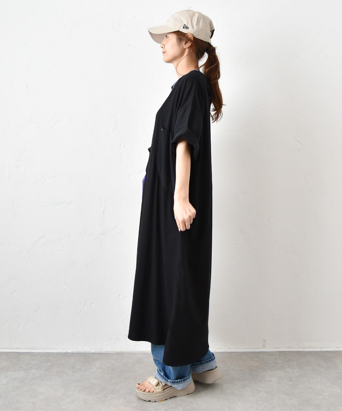  IN THE MARKET｜異素材切替えBIGポケット付きワンピース [[C-2545]][C]