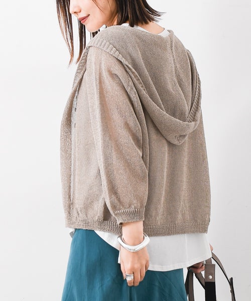 W｜【日本製】和紙ニットフード羽織 [[194-39462]][F] | ma28 ONLINE STORE