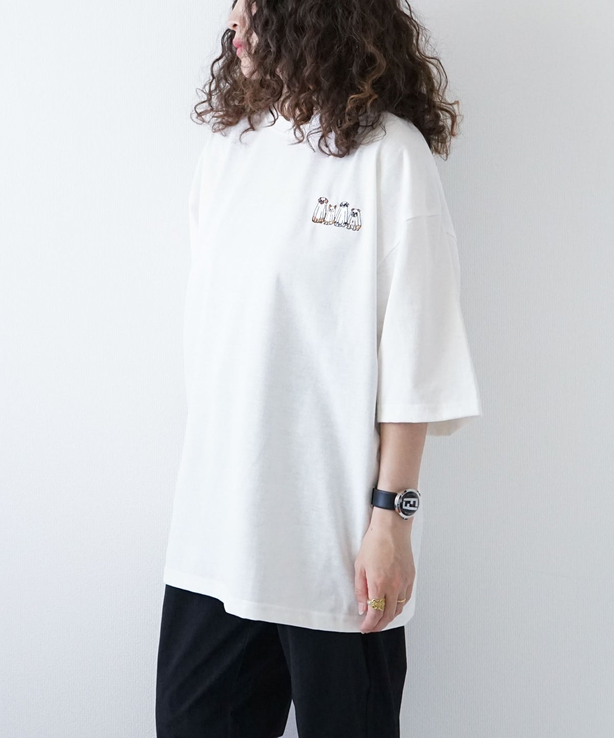 day standard｜度詰め天竺アニマル刺繍プリント　Tee [[111982]][D]