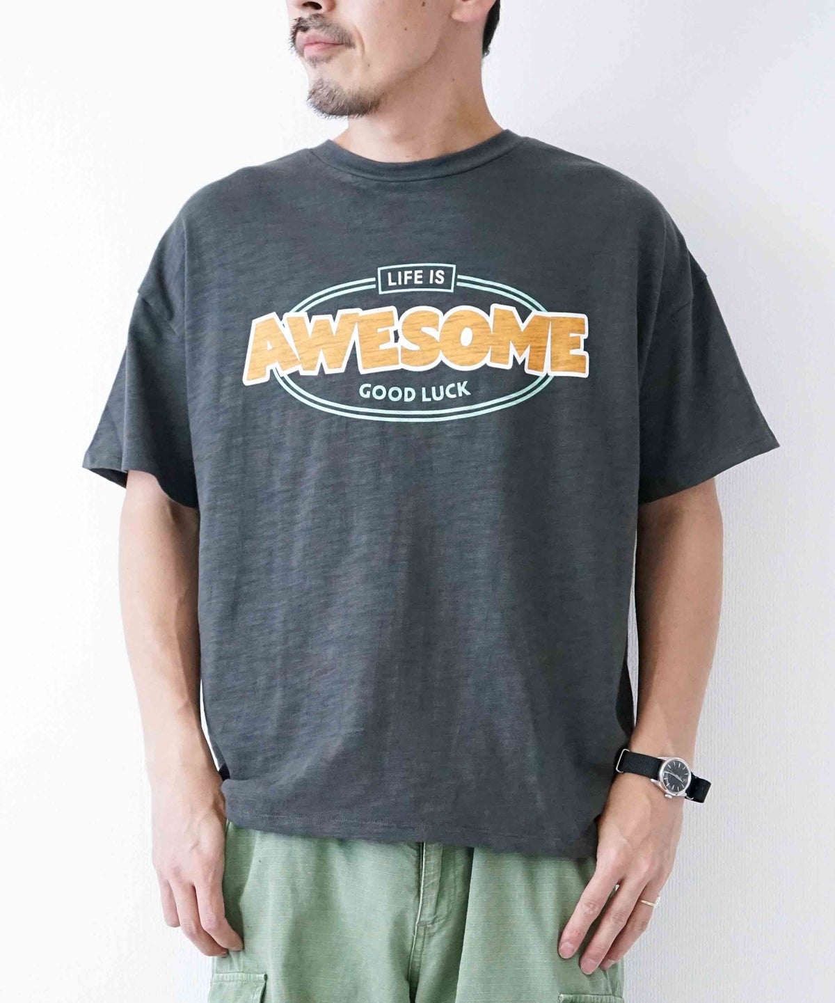 day standard｜スラブ天竺AWESOMEロゴTシャツ [[M6016211]][D]