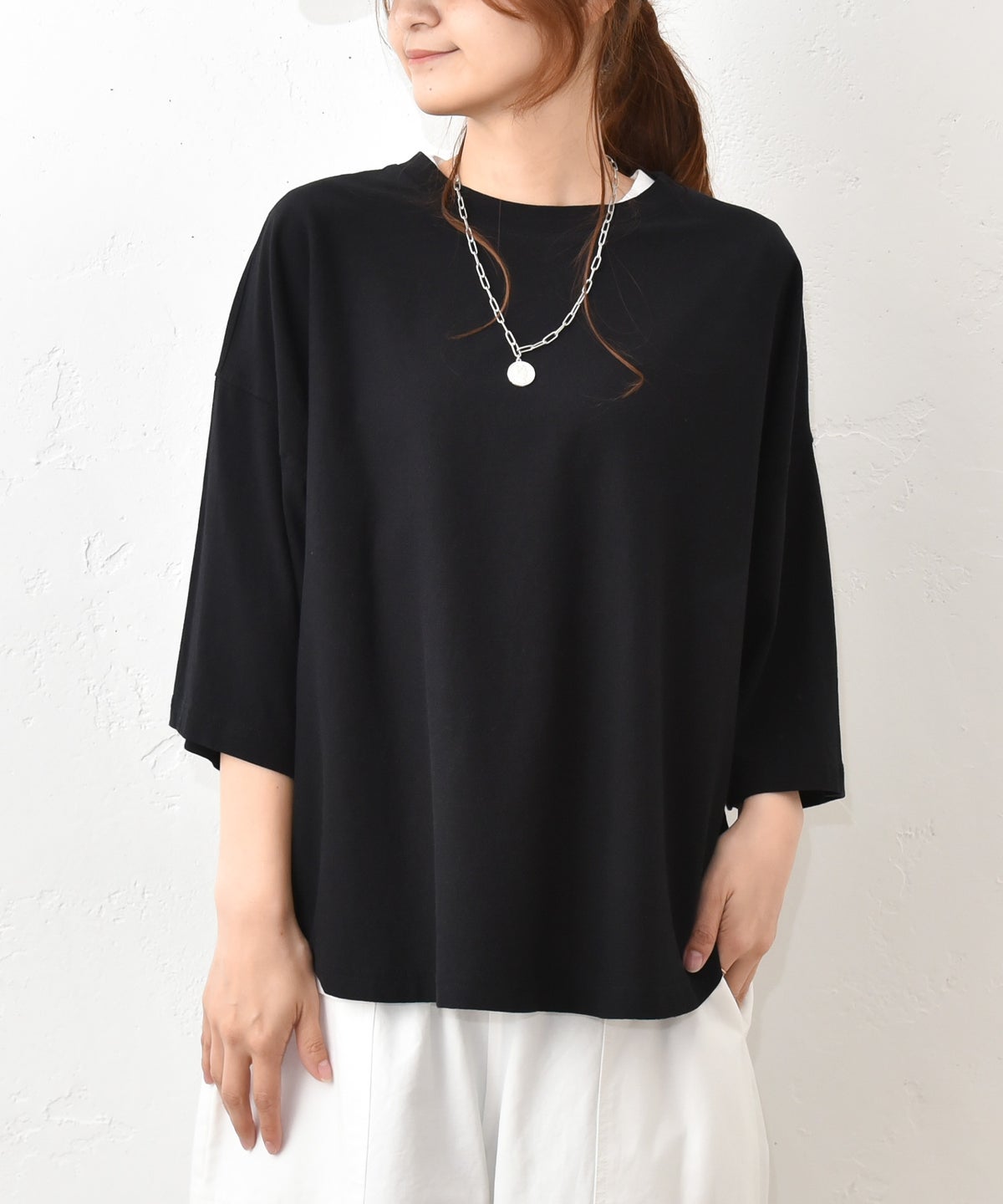 Our.｜クルーネック5分袖カットソー [[C-9066]][C]