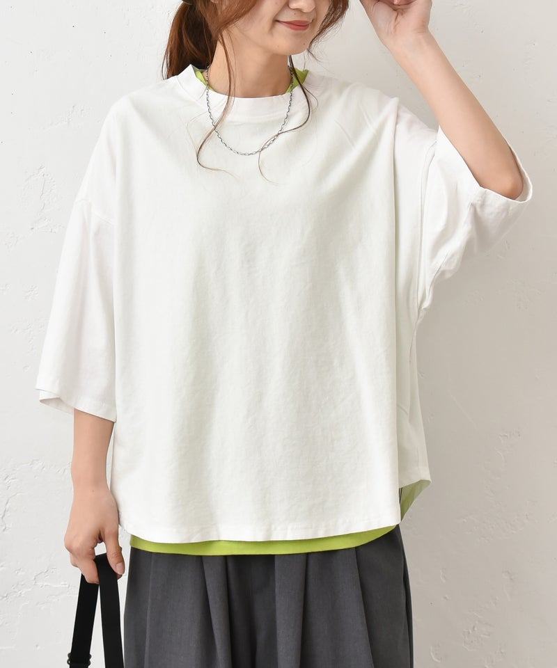 Our.｜クルーネック5分袖カットソー [[C-9066]][C]