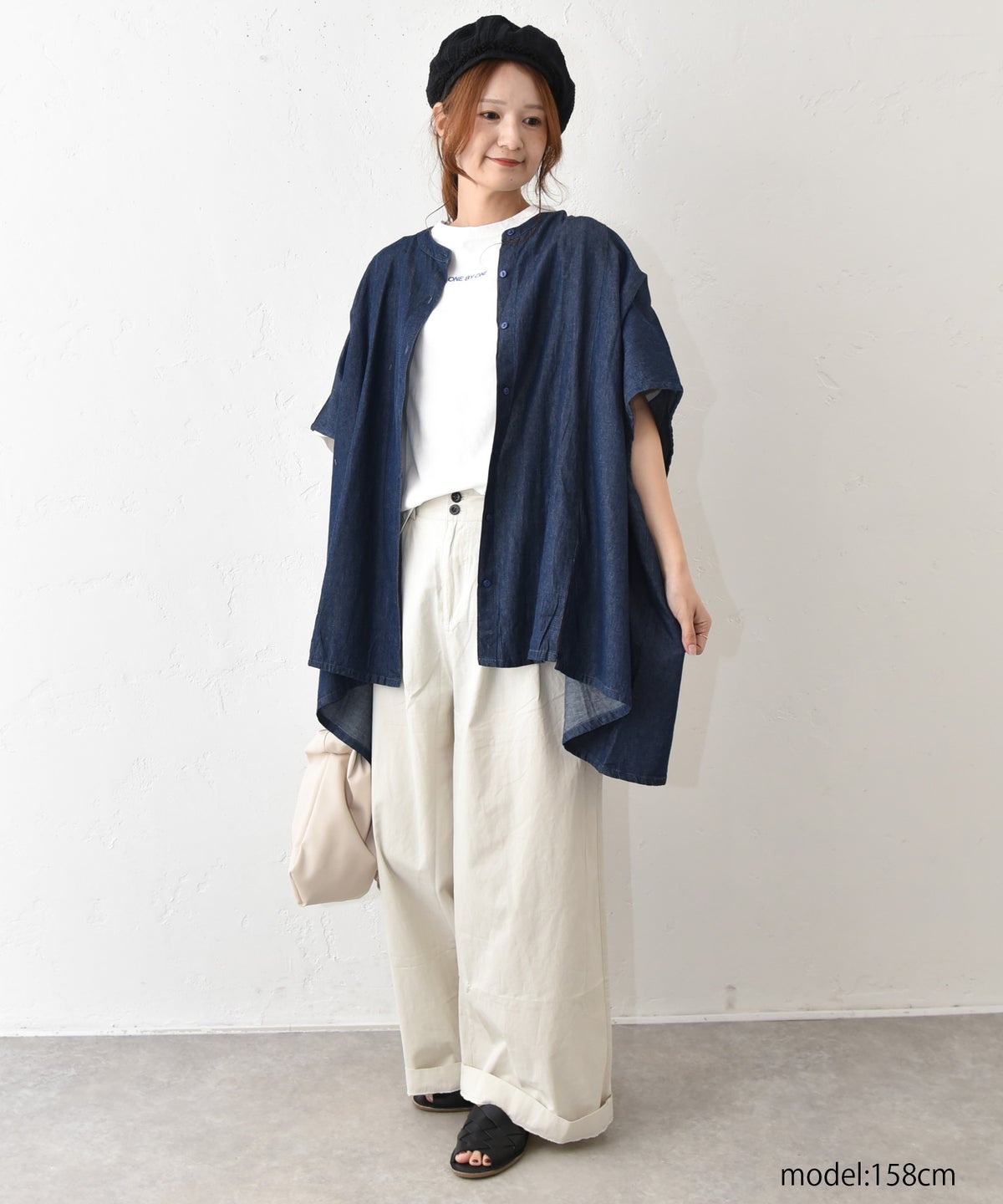 hagumu｜5OZデニムワイドドルマンシャツ [[740908262]][C]