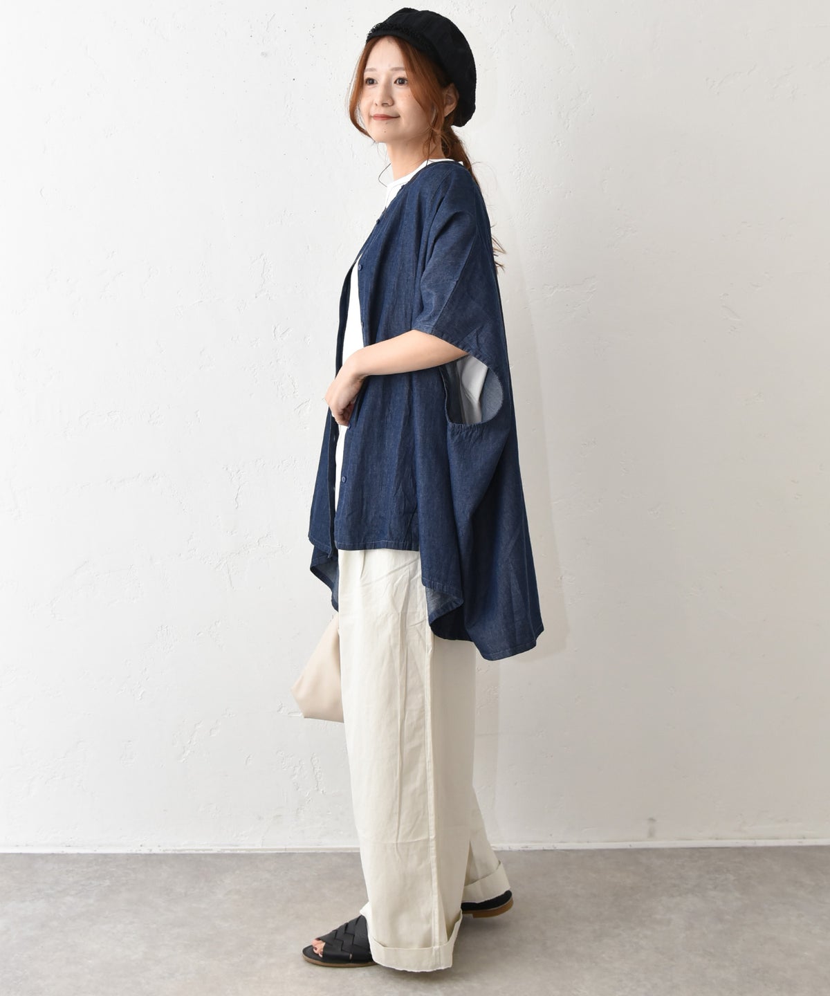 hagumu｜5OZデニムワイドドルマンシャツ [[740908262]][C]