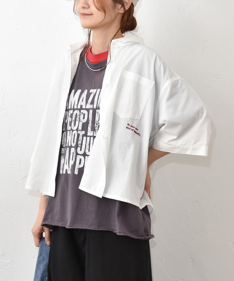 Gives a sense of fullment｜刺繍ロゴ入りシャツ [[862141]][C]
