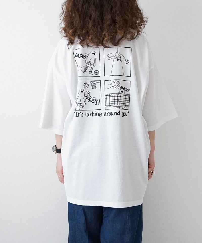 day standard｜度詰め天竺オバケ刺繍プリントTEE [[111983]][D]