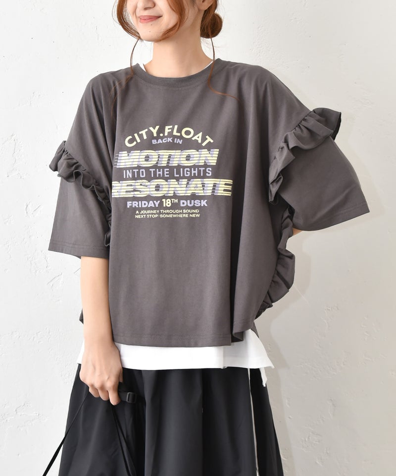 IN THE MARKET｜袖フリルBIGプリントTシャツ [[30033162]][C]