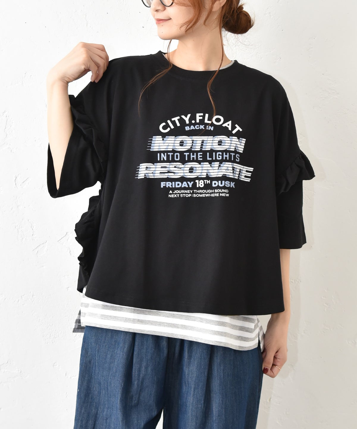IN THE MARKET｜袖フリルBIGプリントTシャツ [[30033162]][C]