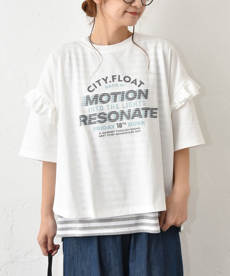 IN THE MARKET｜袖フリルBIGプリントTシャツ [[30033162]][C]