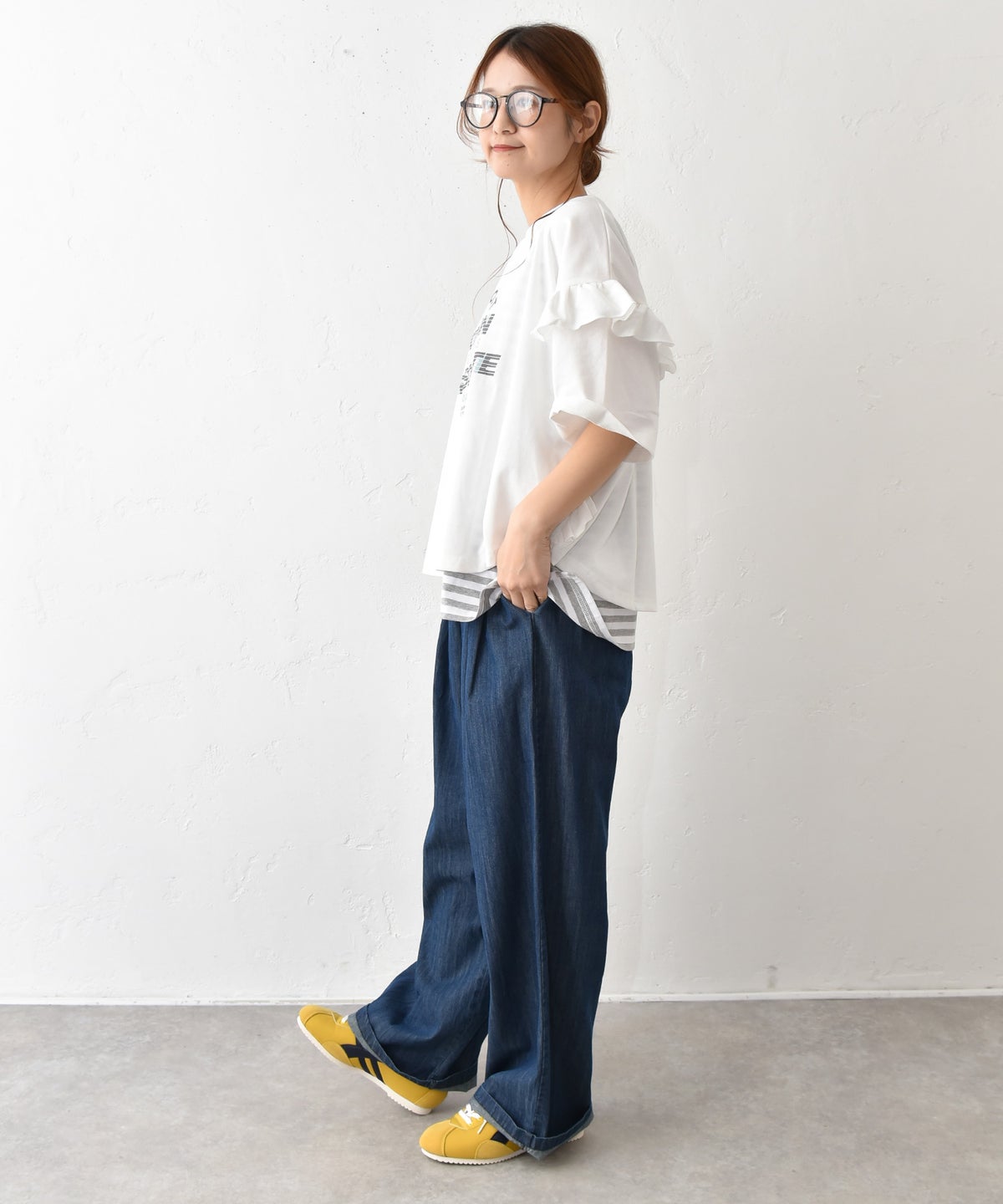 IN THE MARKET｜袖フリルBIGプリントTシャツ [[30033162]][C]