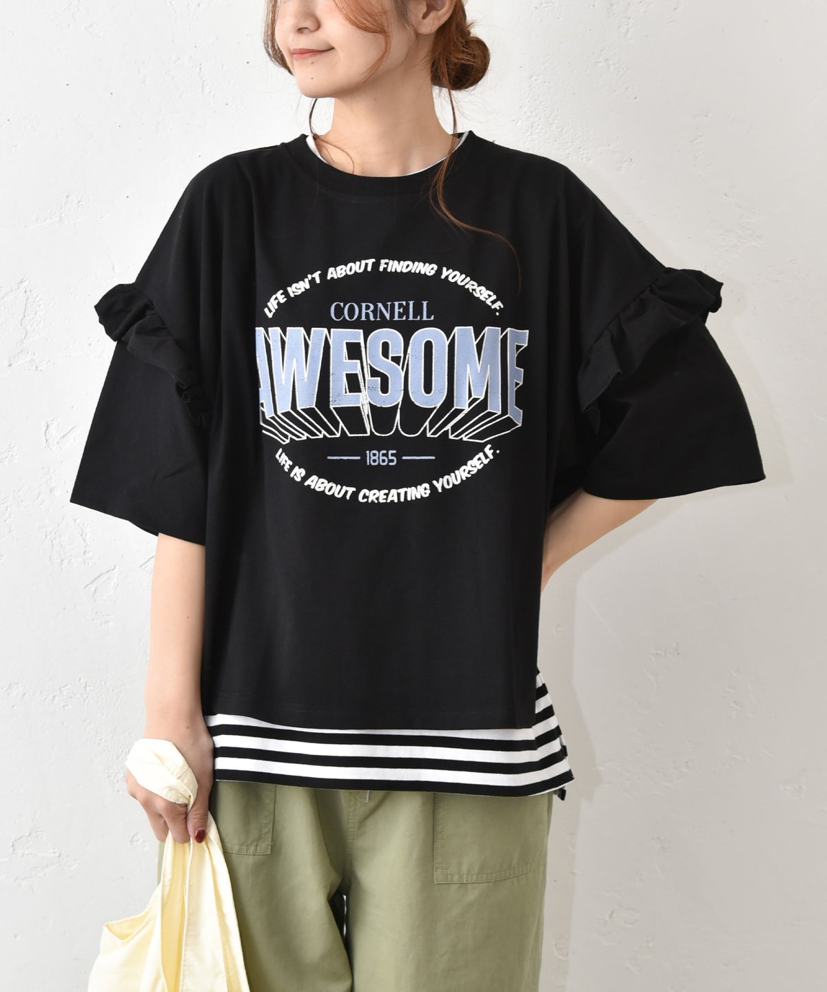 IN THE MARKET｜袖フリルBIGプリントTシャツ [[10033162]][C]