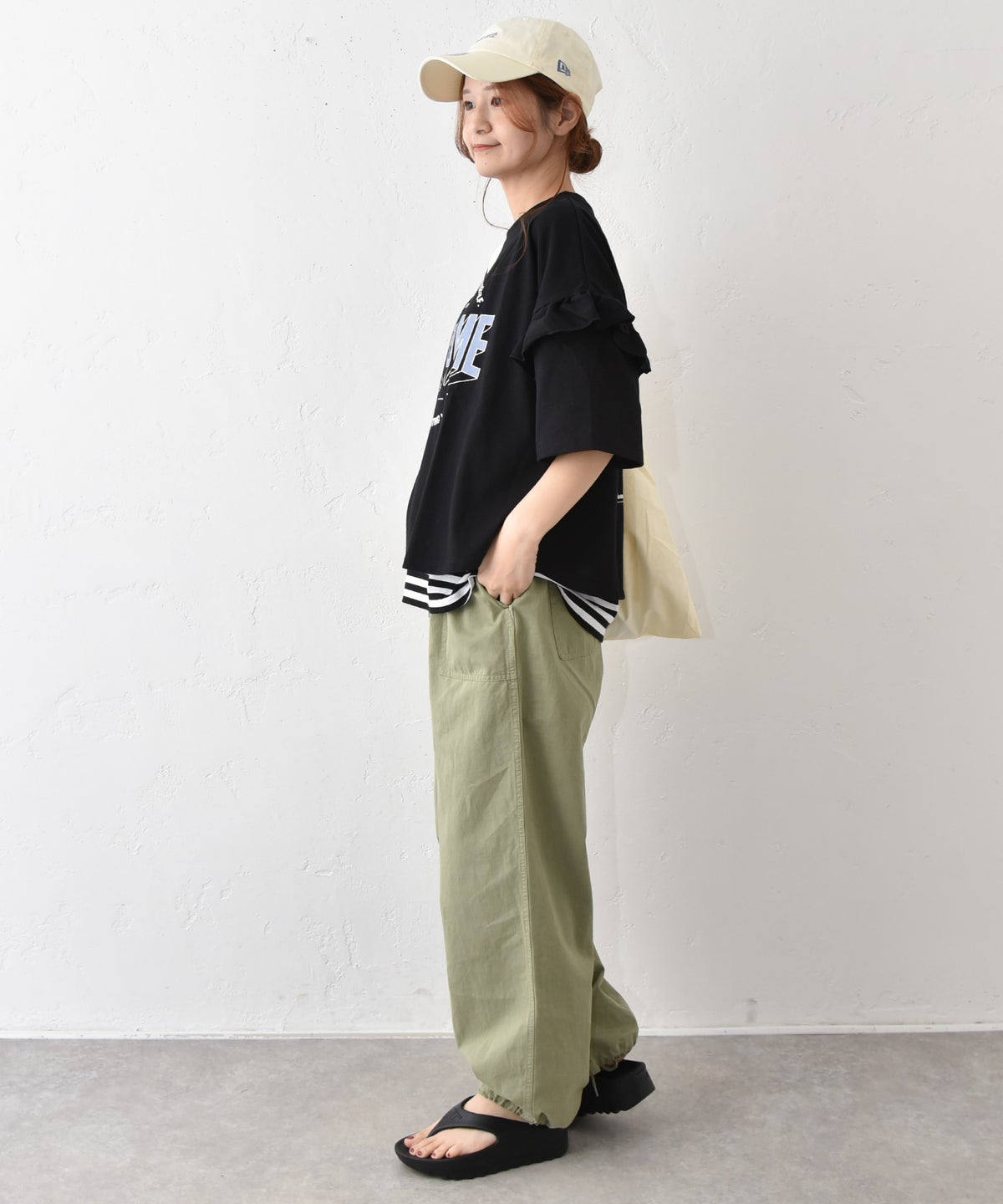 IN THE MARKET｜袖フリルBIGプリントTシャツ [[10033162]][C]