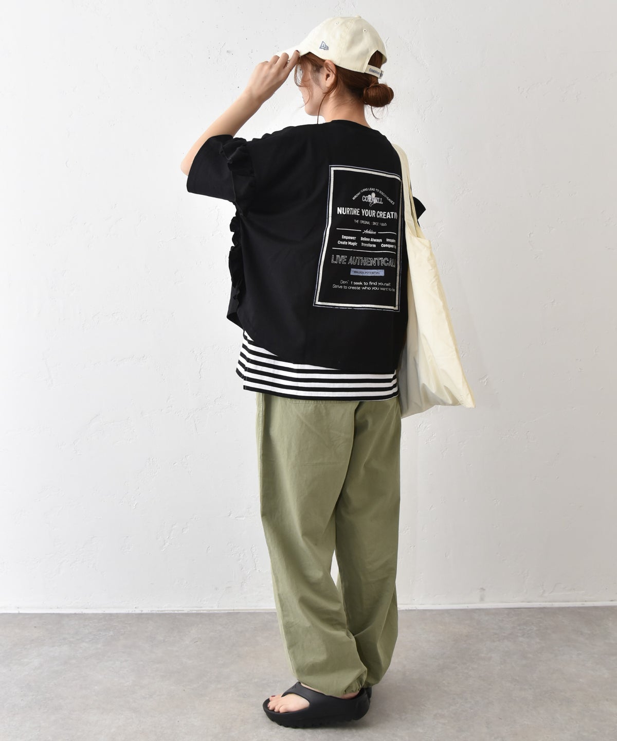 IN THE MARKET｜袖フリルBIGプリントTシャツ [[10033162]][C]