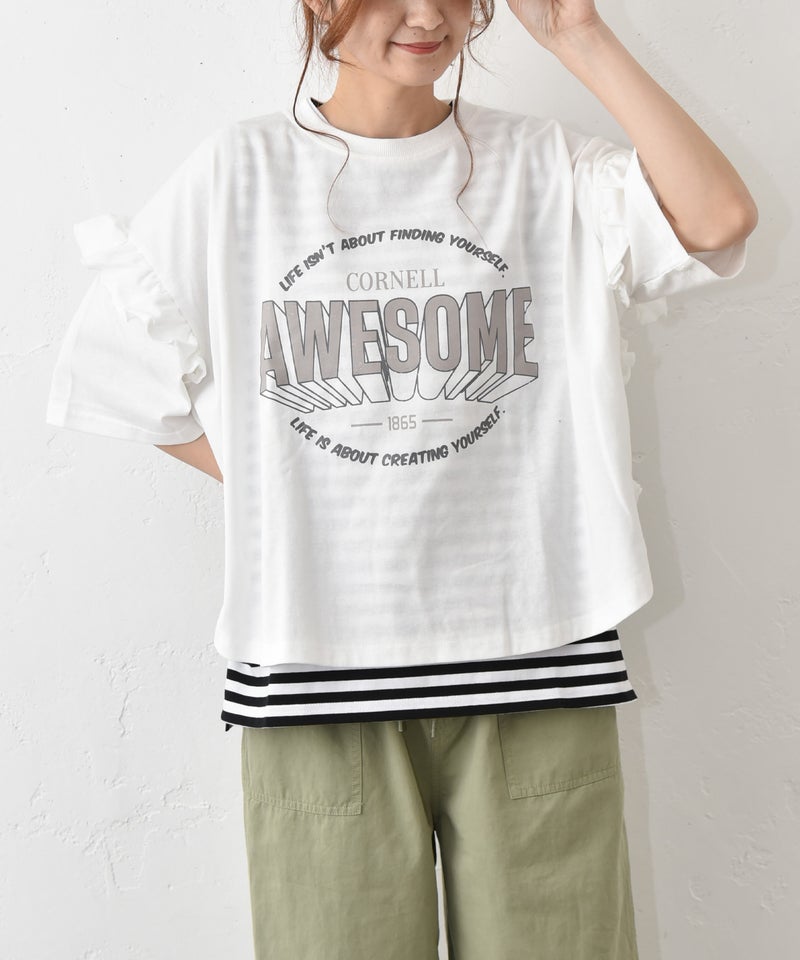 IN THE MARKET｜袖フリルBIGプリントTシャツ [[10033162]][C]