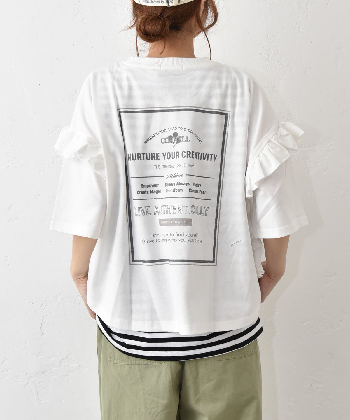 IN THE MARKET｜袖フリルBIGプリントTシャツ [[10033162]][C]