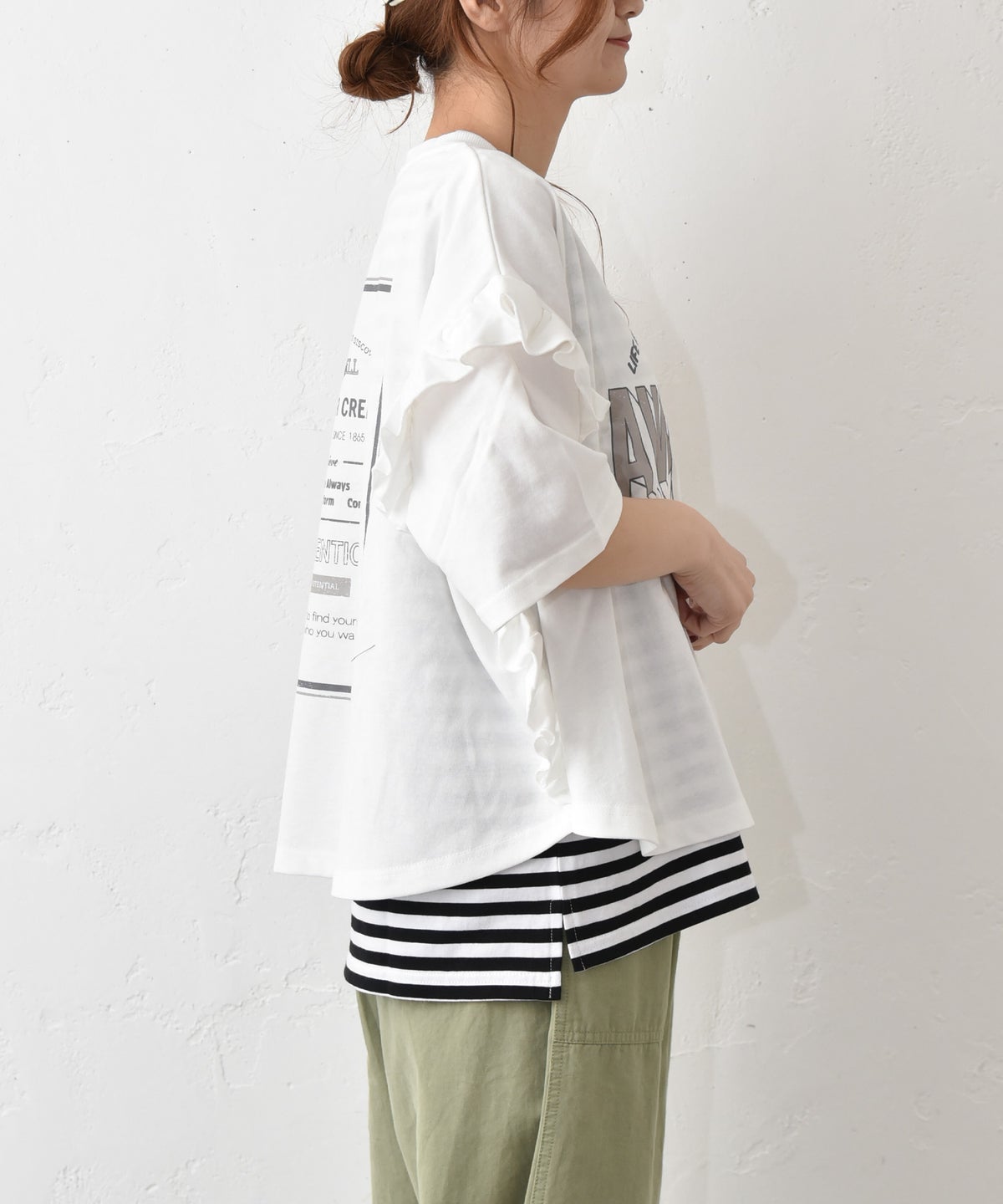 IN THE MARKET｜袖フリルBIGプリントTシャツ [[10033162]][C]