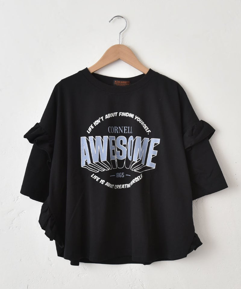 IN THE MARKET｜袖フリルBIGプリントTシャツ [[10033162]][C]