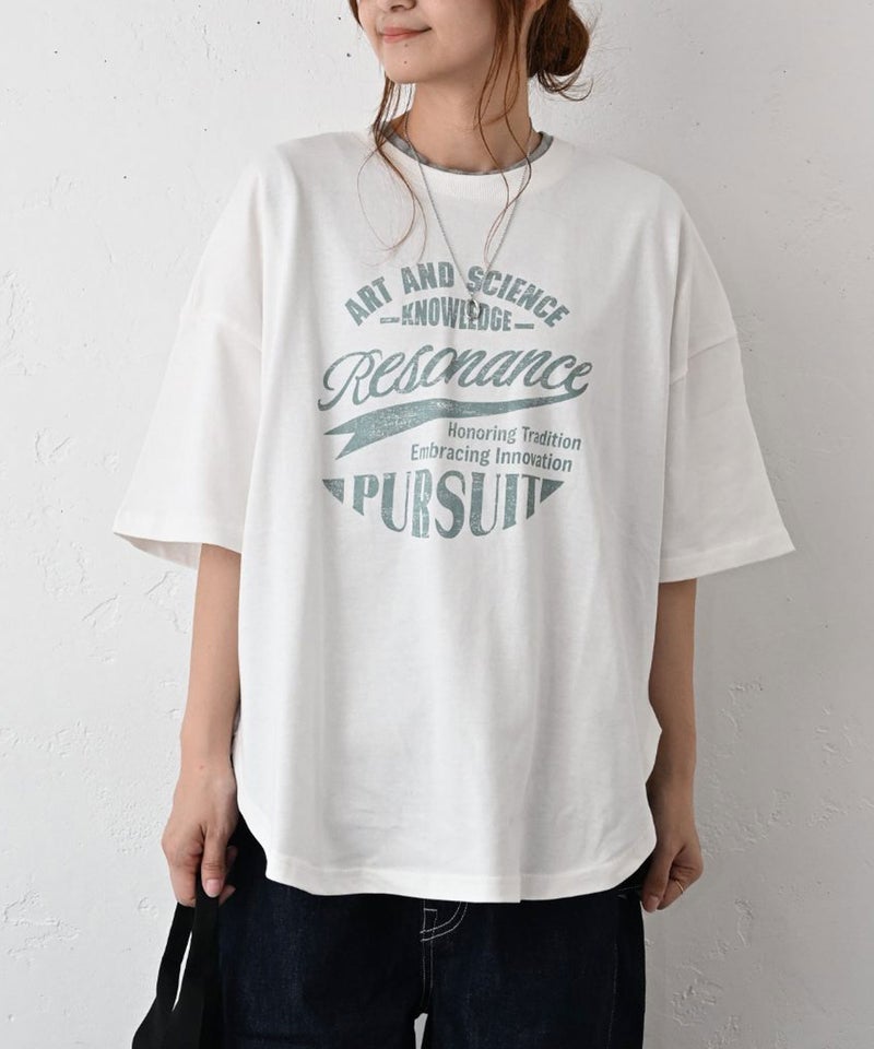 IN THE MARKET｜裾ラウンドプリントTシャツ [[83015162]][C]
