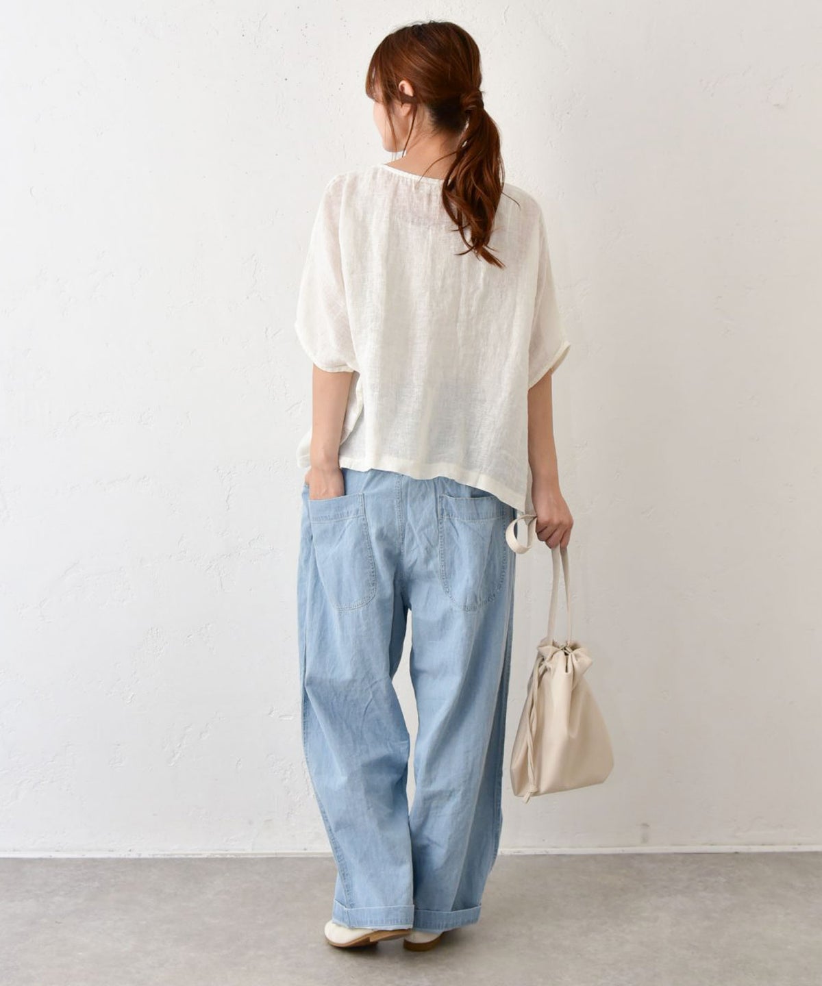  sloe｜5.5oz綿麻デニムゆるパンツ [[4804509]][C]