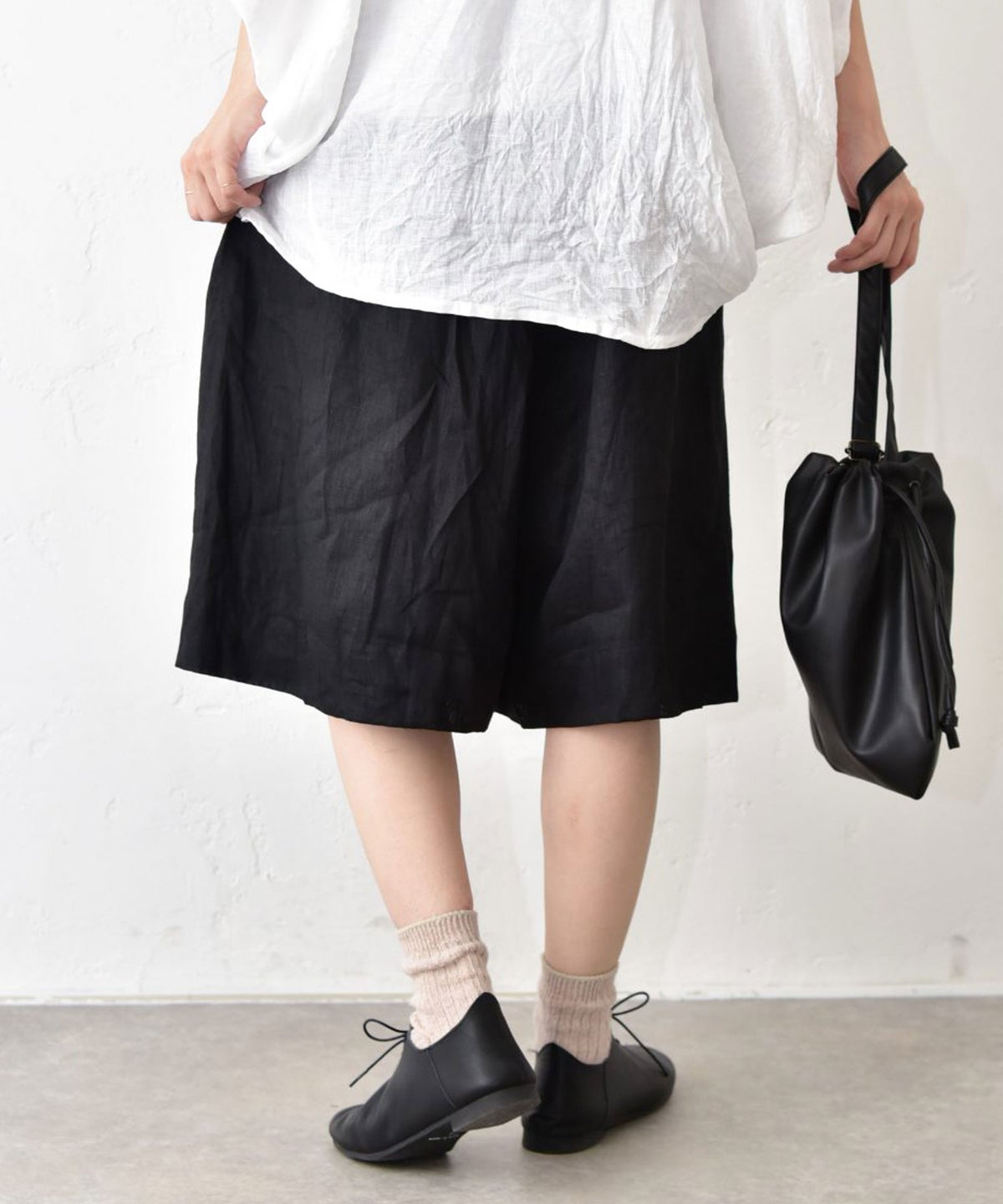 mizuiro ind｜リネンワイドハーフパンツ [[2-260106]][C]