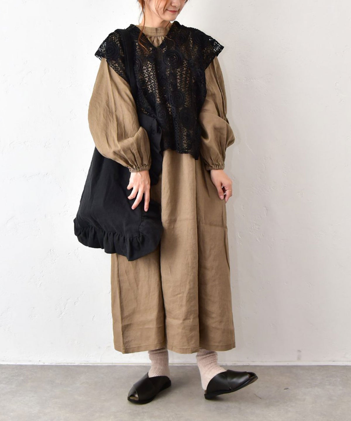 08Mab｜リネン裏地付きフリルトートバッグ [[CF-526HF1464]][C]