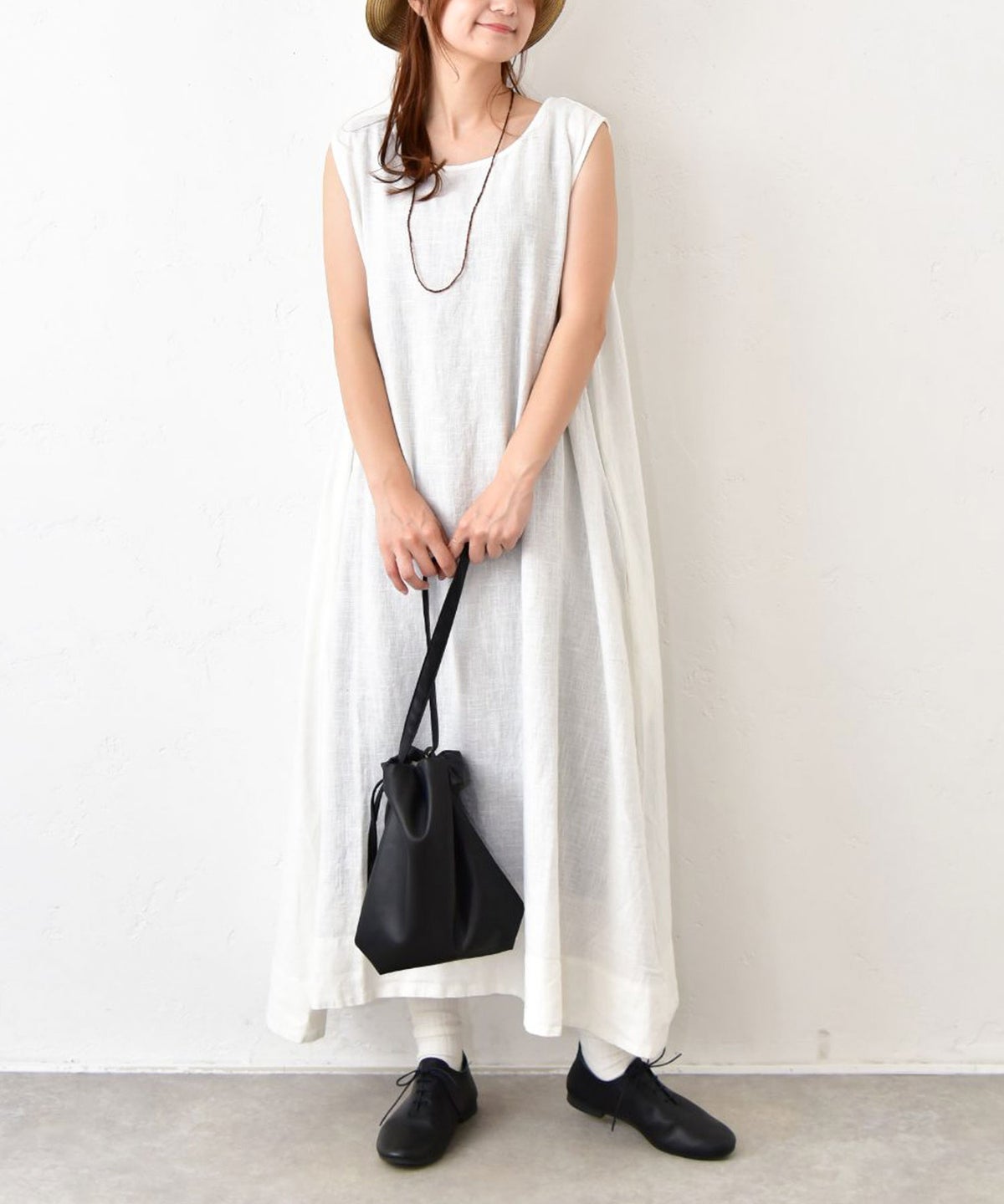 hagumu｜麻混ノースリーブワンピース [[hag-213]][C]