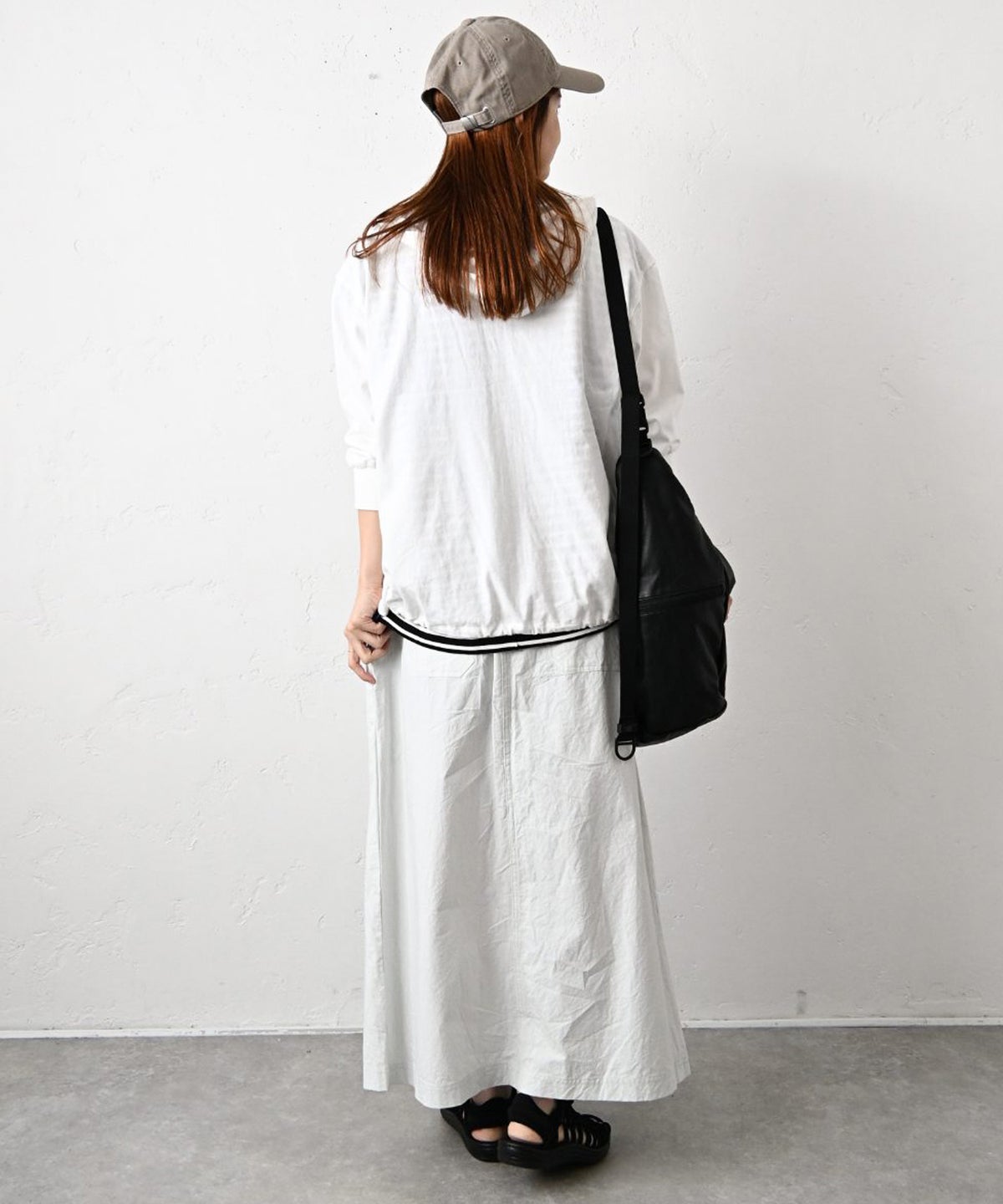 Our.｜裾アジャスター付き7分袖ジップアップパーカー [[C-9069]][C]