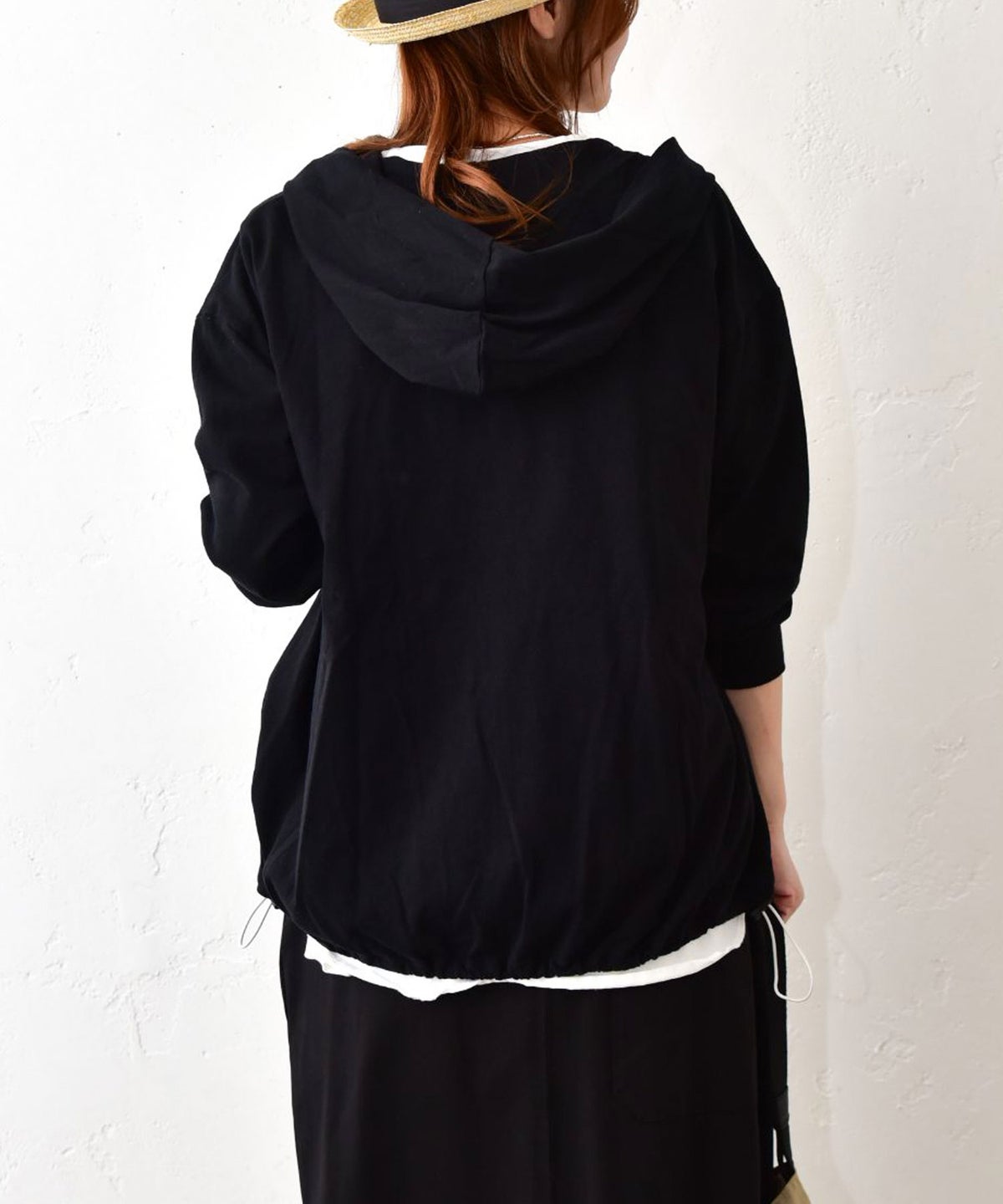 Our.｜裾アジャスター付き7分袖ジップアップパーカー [[C-9069]][C]