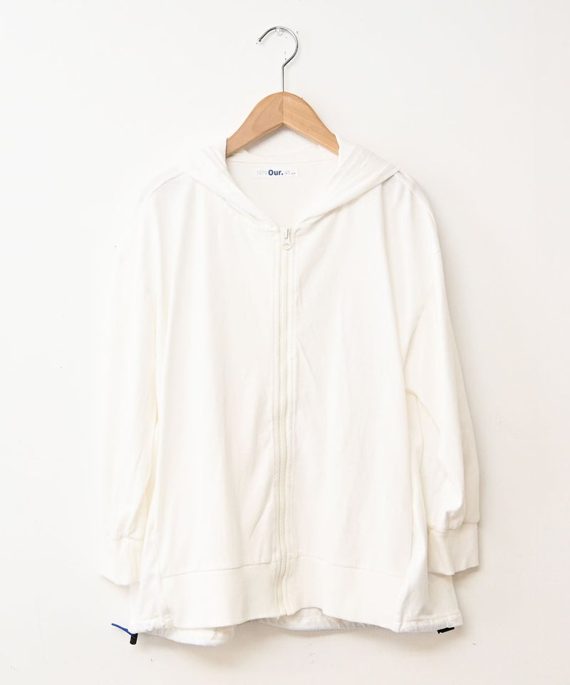 Our.｜裾アジャスター付き7分袖ジップアップパーカー [[C-9069]][C]