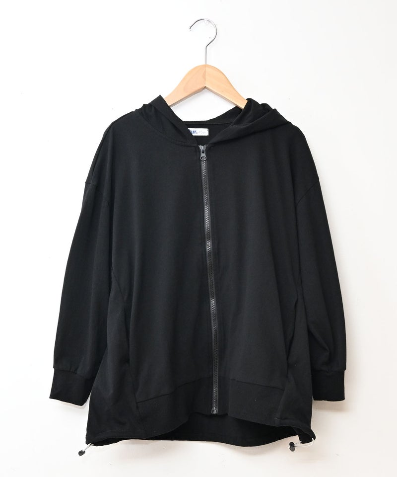 Our.｜裾アジャスター付き7分袖ジップアップパーカー [[C-9069]][C]
