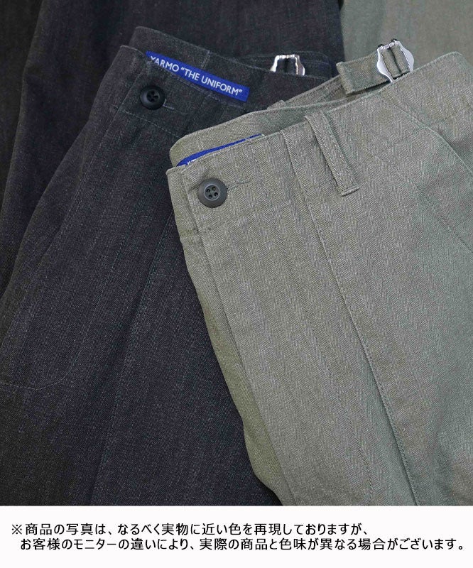 YARMO"THE UNIFORM"｜Field Trousers with Belt Herringbone [[YTU-26AW TR4HE]][D]