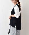 her.｜コットンニットサイドスリットガーター編みベスト [[MA-38213]][C]