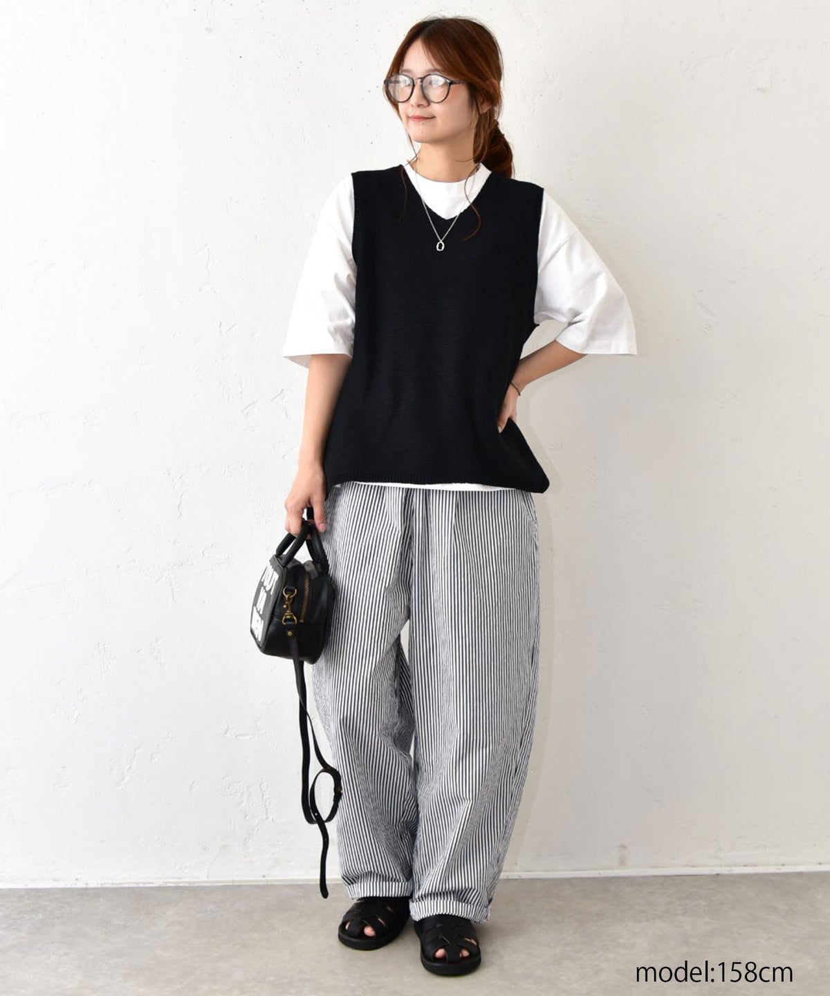 her.｜コットンニットサイドスリットガーター編みベスト [[MA-38213]][C]