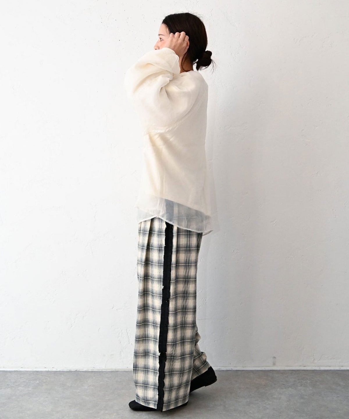 TRANOI.｜サッカーチェックサイドフリルパンツ [[242R535]][C]