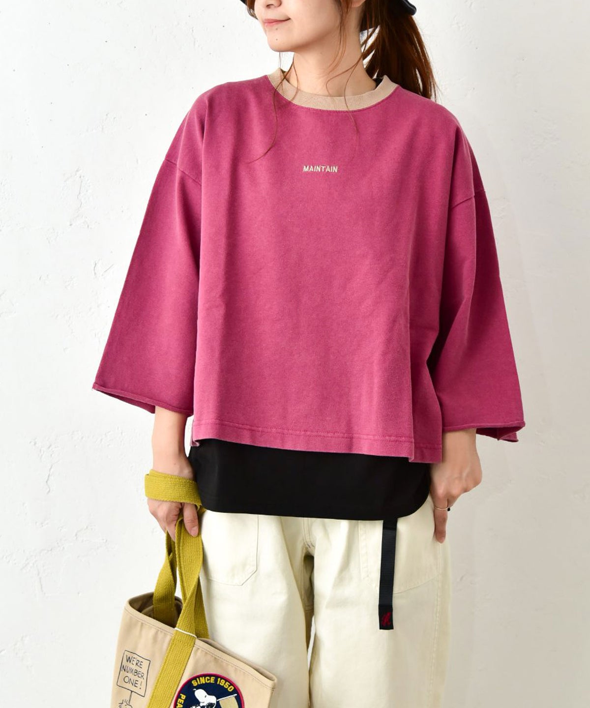 IN THE MARKET｜ミニ裏毛バックロゴ5分袖カットソー [[4055456]][C]