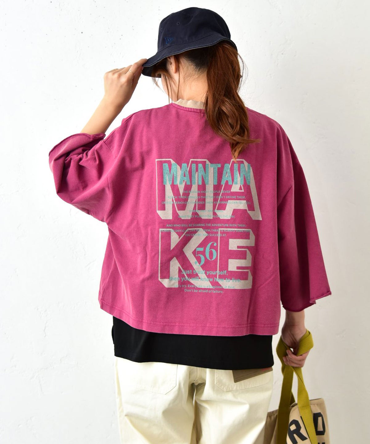 IN THE MARKET｜ミニ裏毛バックロゴ5分袖カットソー [[4055456]][C]