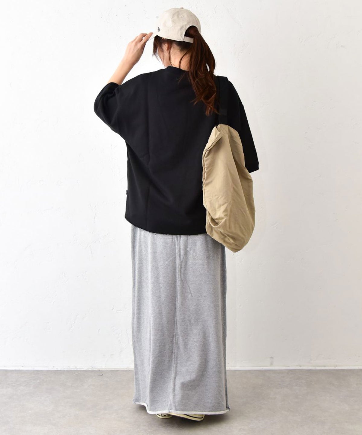 her.｜5分袖カットオフ　スウェットロゴカットソー [[131380H]][C]
