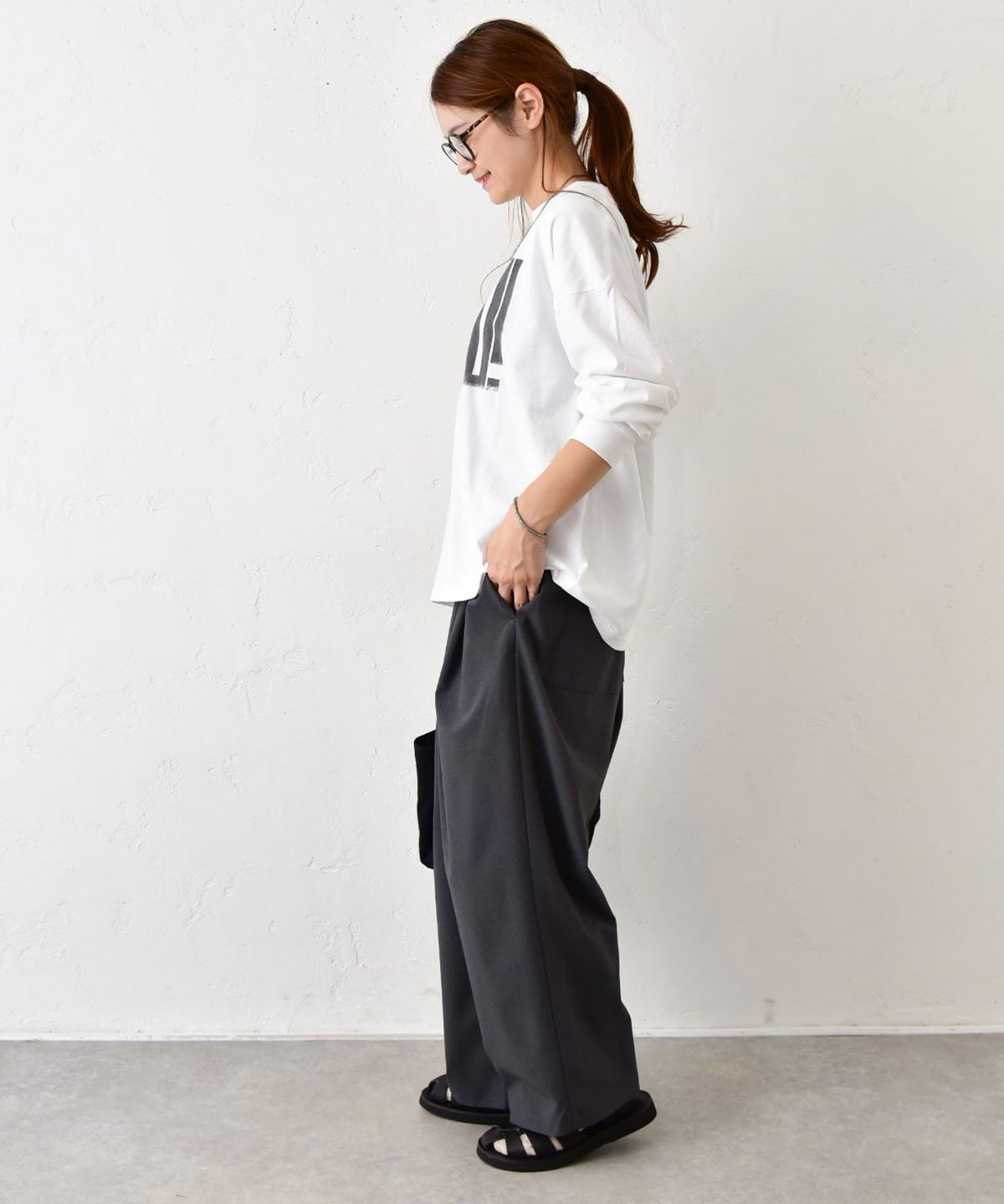 her.｜ワイドスリーブロゴカットソー [[Wide Long Sleeve Tee/2026-1]][C]