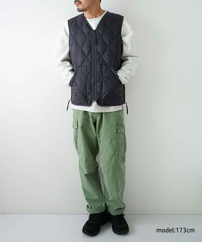 TAION｜MILITARY VNECK W-ZIP DOWN VEST（SOFT SHELL） [[TAION-001ALSZML-1-26AW]][D]