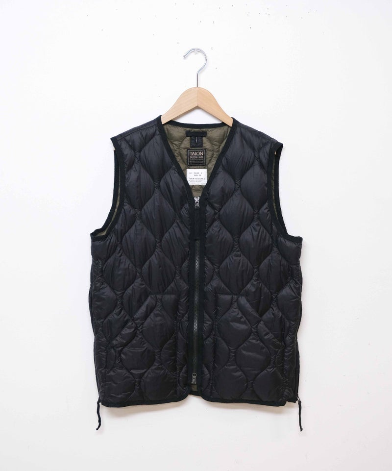 TAION｜MILITARY VNECK W-ZIP DOWN VEST（SOFT SHELL） [[TAION-001ALSZML-1-26AW]][D]