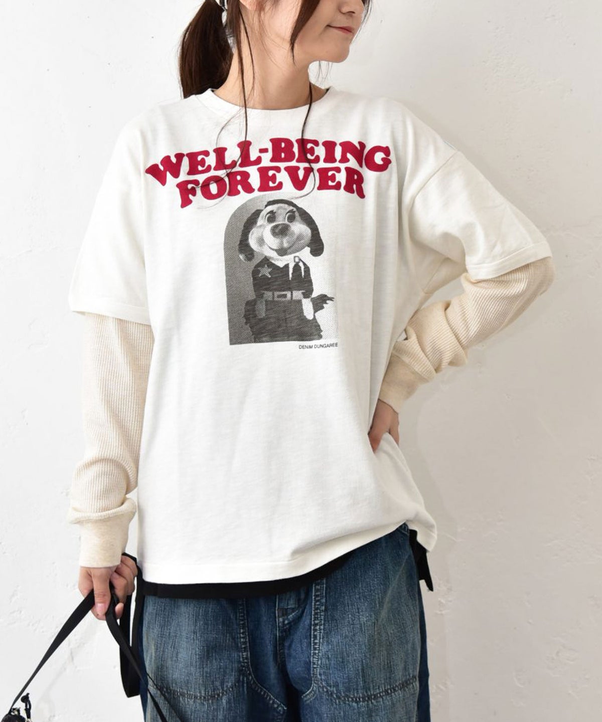 DENIM&DUNGAREE｜テンジクFOREVERレイヤード L/S TEE [[22680402]][C]