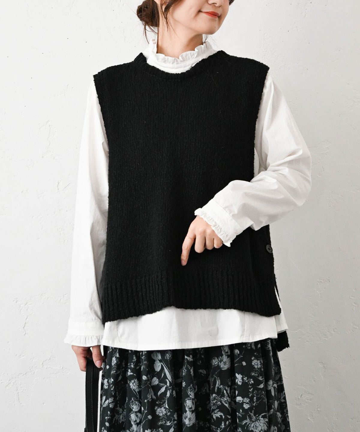 HEAVENLY｜Cotton Side Button Knit Vest [[2648164]][C]