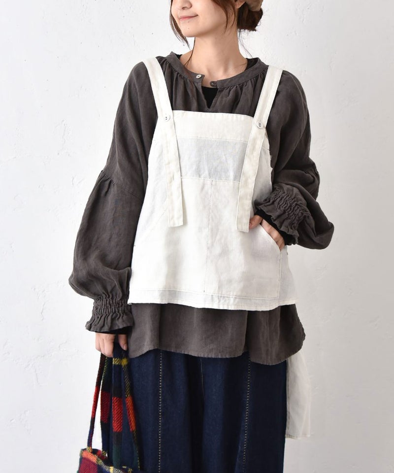 tumugu｜起毛リネン×コットンリネンボイル2WAYエプロンベスト [[TB26324]][C]