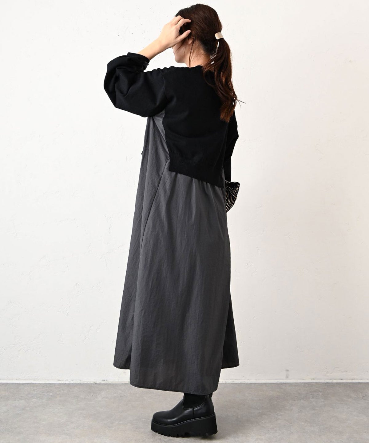 HUMS｜布帛ドッキングニットワンピース [[RNK-2694]][C]