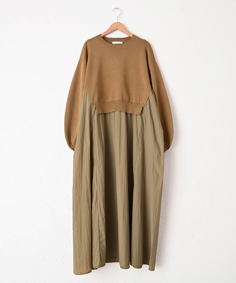 HUMS｜布帛ドッキングニットワンピース [[RNK-2694]][C]
