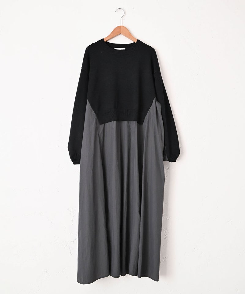 HUMS｜布帛ドッキングニットワンピース [[RNK-2694]][C]