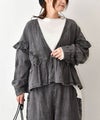 ista-ire｜コットンリネン長袖ラッフルブラウス [[4602-7610]][C]
